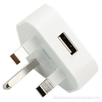 5V/1A UK plug USB wall charger for iPhone, iPad, iPod, white color